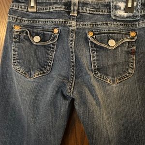 MEK Jeans NEW YORK Boot Cut distressed stitched Western flap pocket